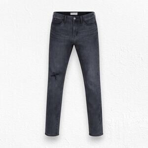 Madewell Washed Black Distressed Ankle Skinny Road Tripper Jeans Size 26